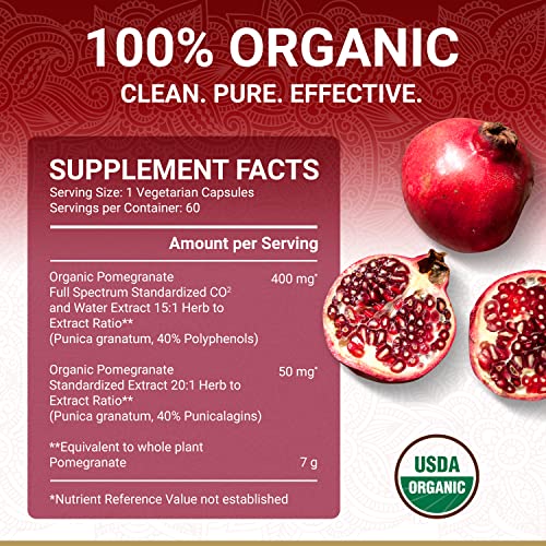 True Veda Organic Pomegranate Extract Supplement – USDA Organic, 60 Vegan Capsules