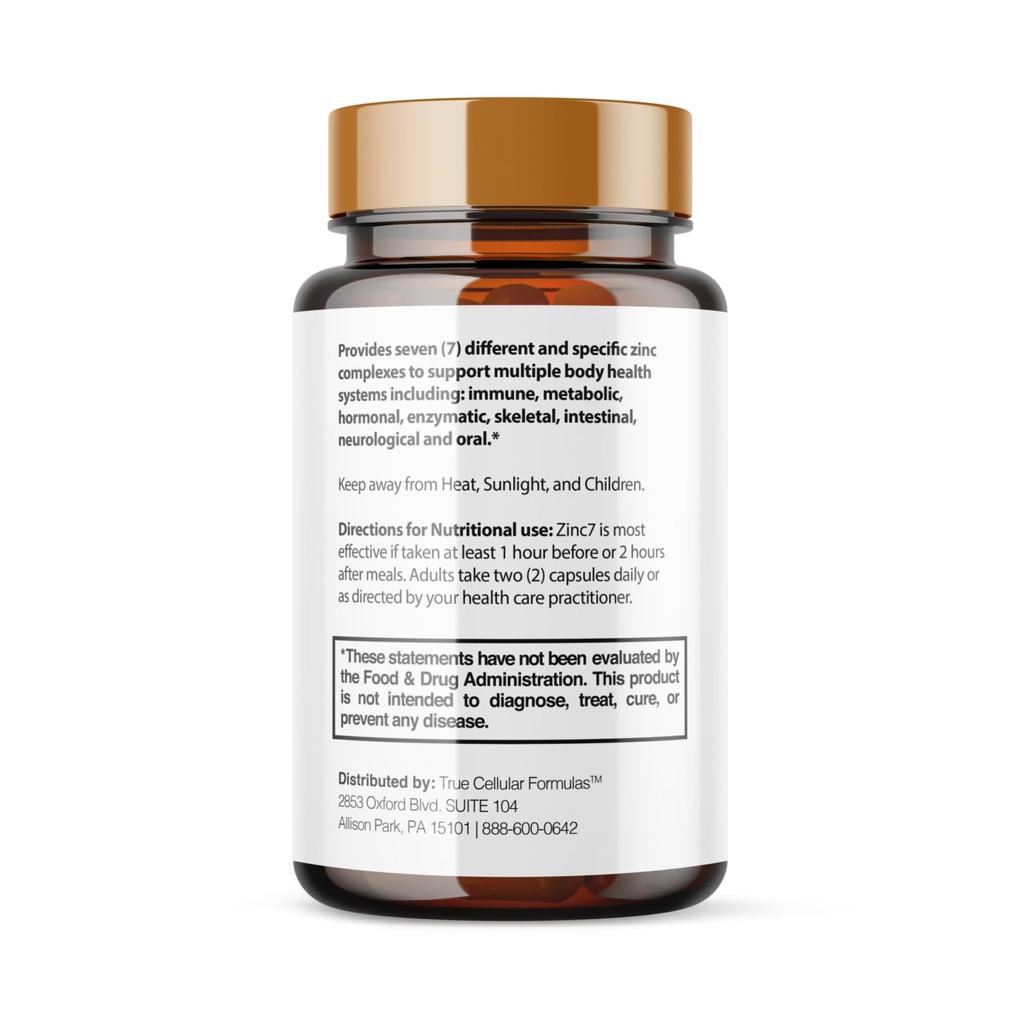 Zinc7 Daily Immune Support (50mg) — Triple Action Zinc Complex | True Cellular Formulas