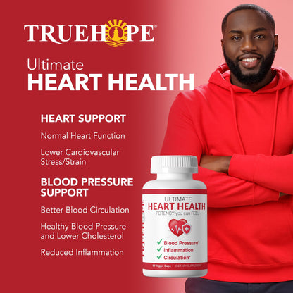 Truehope 27-in-1 Ultimate Heart Health Supplement | Blood Pressure, Circulation, Heart Function Support | Potency You Can Feel Day 1 | Hawthorn, Motherwort, Inositol, Mistletoe | + Advanced Chelation