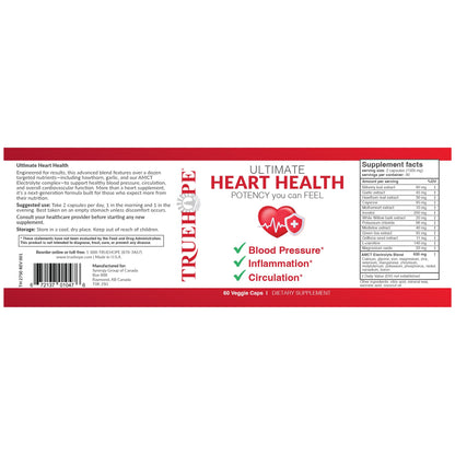 Truehope 27-in-1 Ultimate Heart Health Supplement | Blood Pressure, Circulation, Heart Function Support | Potency You Can Feel Day 1 | Hawthorn, Motherwort, Inositol, Mistletoe | + Advanced Chelation
