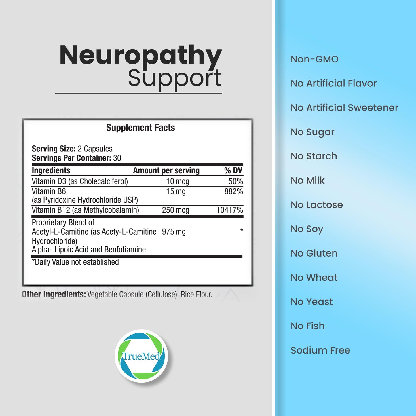 TRUEMED Neuropathy Support – Nerve Health Supplement (60 Veg Capsules)