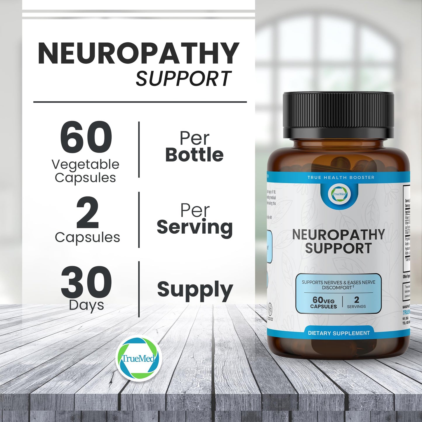TRUEMED Neuropathy Support – Nerve Health Supplement (60 Veg Capsules)