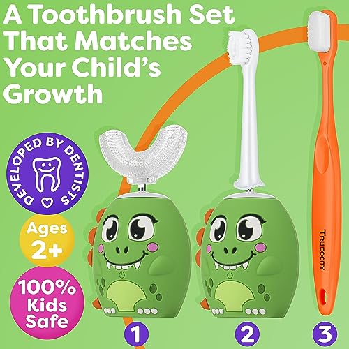 Trueocity Kids U Shape Electric Toothbrush 360-Degree Silicone U-Head (Ages 2-7)