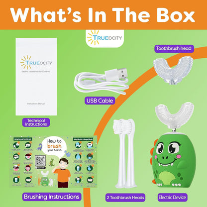 Trueocity Kids U Shape Electric Toothbrush 360-Degree Silicone U-Head (Ages 2-7)