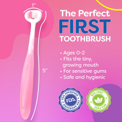 Trueocity Extra Soft Toddler Toothbrush 3-Pack – 3-Sided Toothhugger for Ages 12 Months+, 10,000 Ultra-Soft Bristles