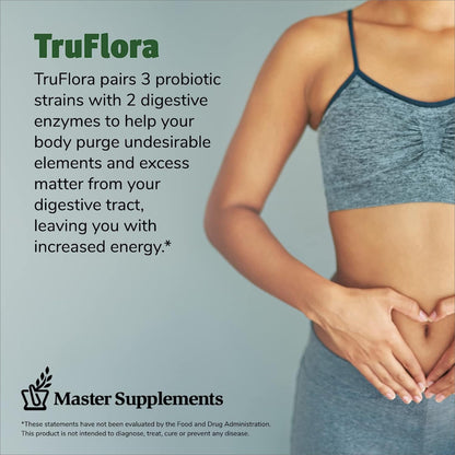 TruFlora Master Supplements – Probiotic & Enzyme Blend for Gut Health & Energy (64 Servings, Gluten Free)