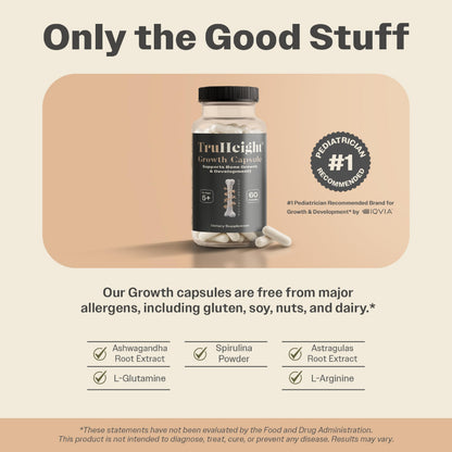TruHeight Growth Capsules for Kids & Teens | Natural Growth Support & Bone Health