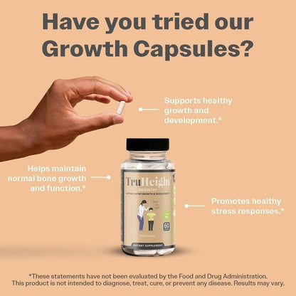 TruHeight Growth Capsules for Kids & Teens | Natural Bone Support with D3, K2 & Ashwagandha