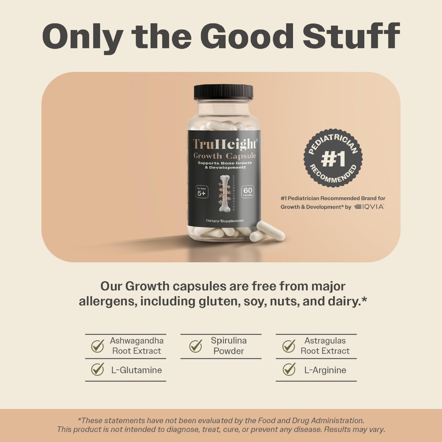 TruHeight Growth Capsules for Kids & Teens | Natural Bone Support with D3, K2 & Ashwagandha