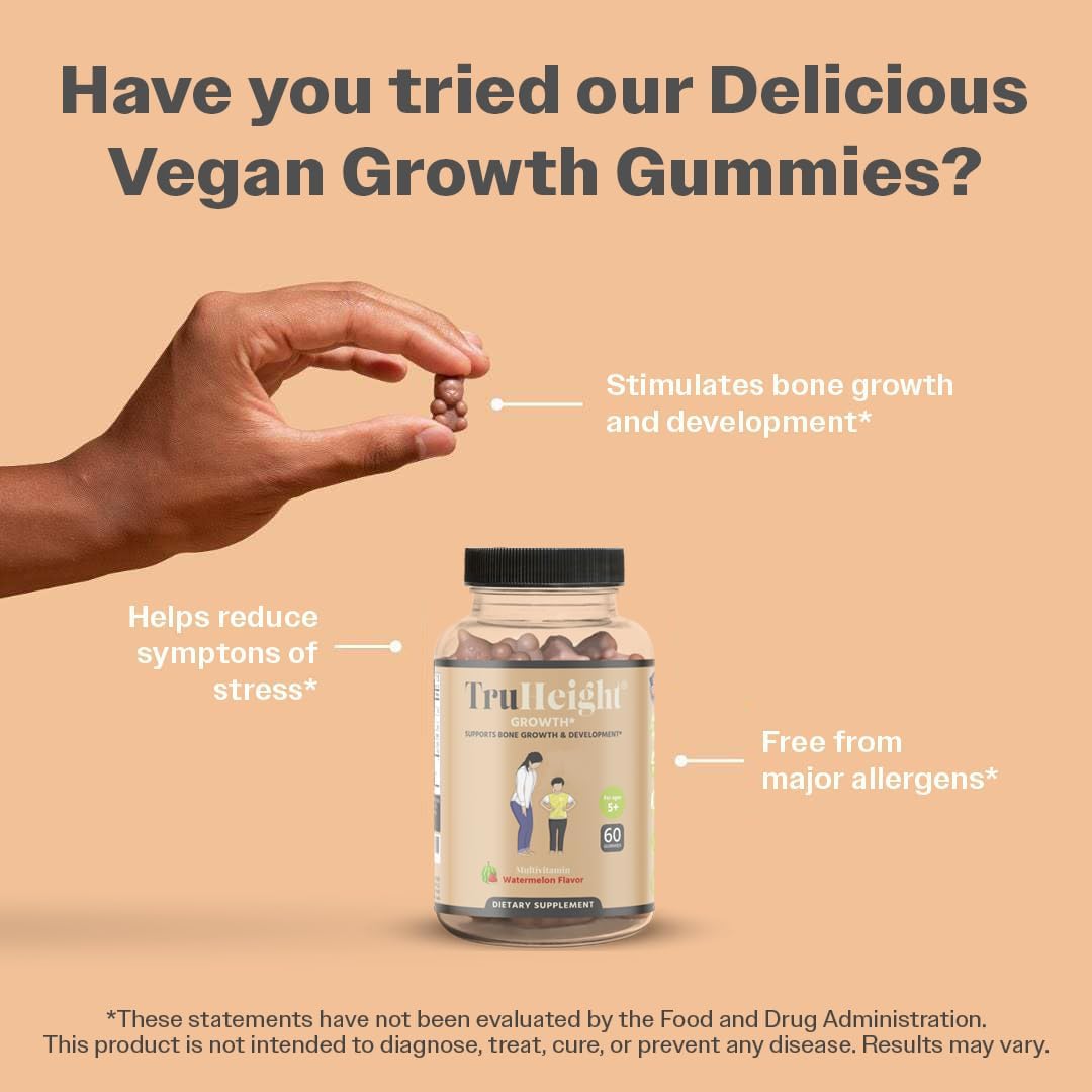 TruHeight Growth Gummies (Watermelon) – Natural Growth Support for Kids & Teens