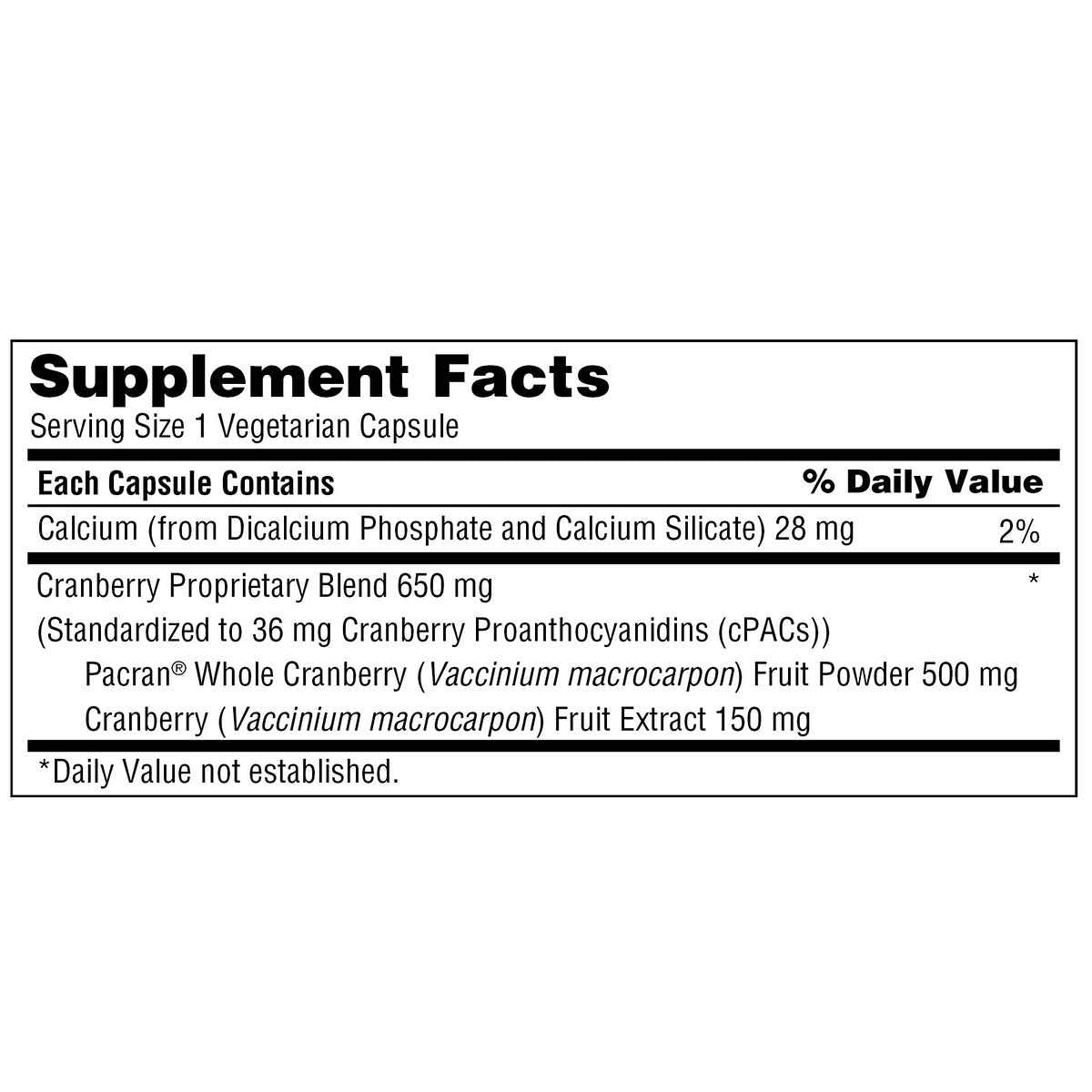 TruNature Cranberry 650 mg – 140 Vegetarian Capsules (2 Pack)