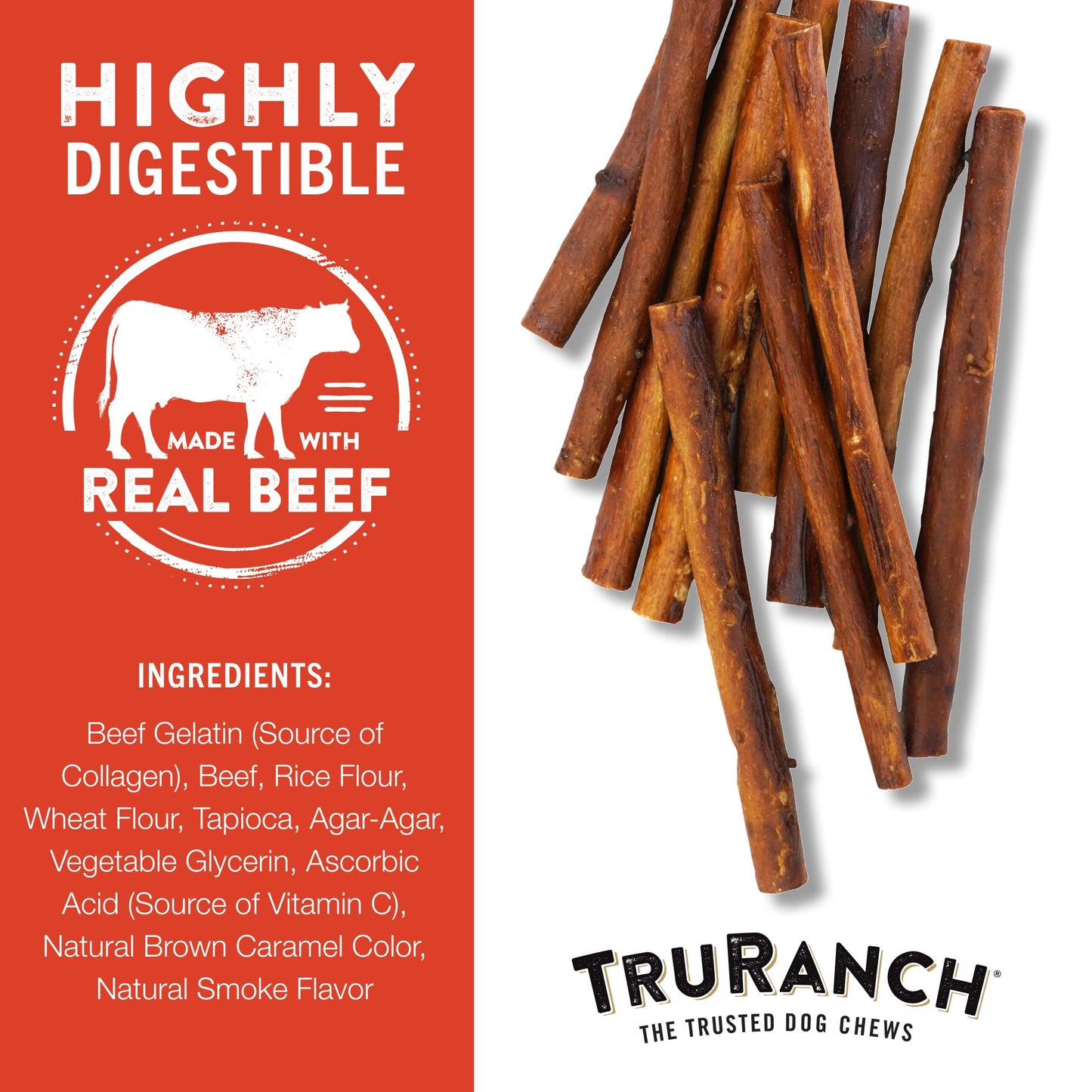 TRURANCH Collagen Sticks for Dogs - 5-inch Rawhide Alternative for Joints & Skin Health