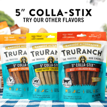 TRURANCH Collagen Sticks for Dogs - 5-inch Rawhide Alternative for Joints & Skin Health