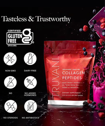 Truvani Hydrolyzed Collagen Peptides – Unflavored, 28 Servings, 20g Grass-Fed Collagen | Dairy & Gluten Free