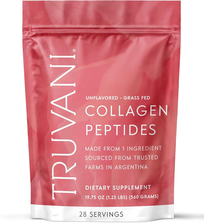 Truvani Hydrolyzed Collagen Peptides – Unflavored, 28 Servings, 20g Grass-Fed Collagen | Dairy & Gluten Free
