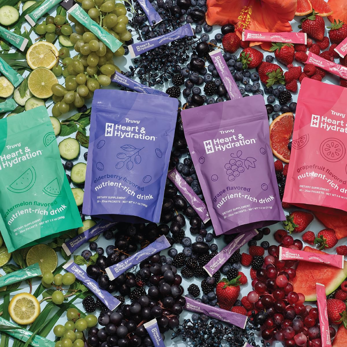 Truvy Heart & Hydration - Elderberry | Sugar-Free Electrolyte Drink
