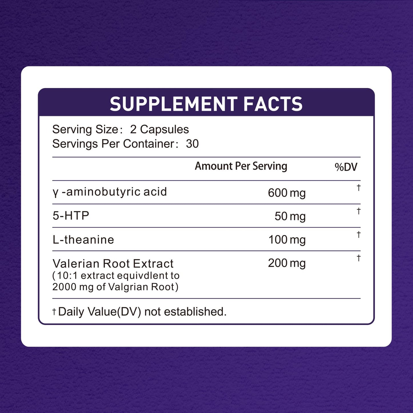 TrySafe 600mg GABA Sleep Aid with Valerian, L-Theanine & 5-HTP | 60 Capsules