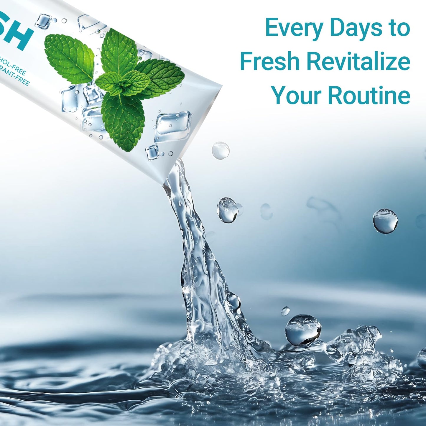 Travel-Size Alcohol-Free & Fluoride-Free Mint Mouthwash Packets – 60 Portable 0.63 oz