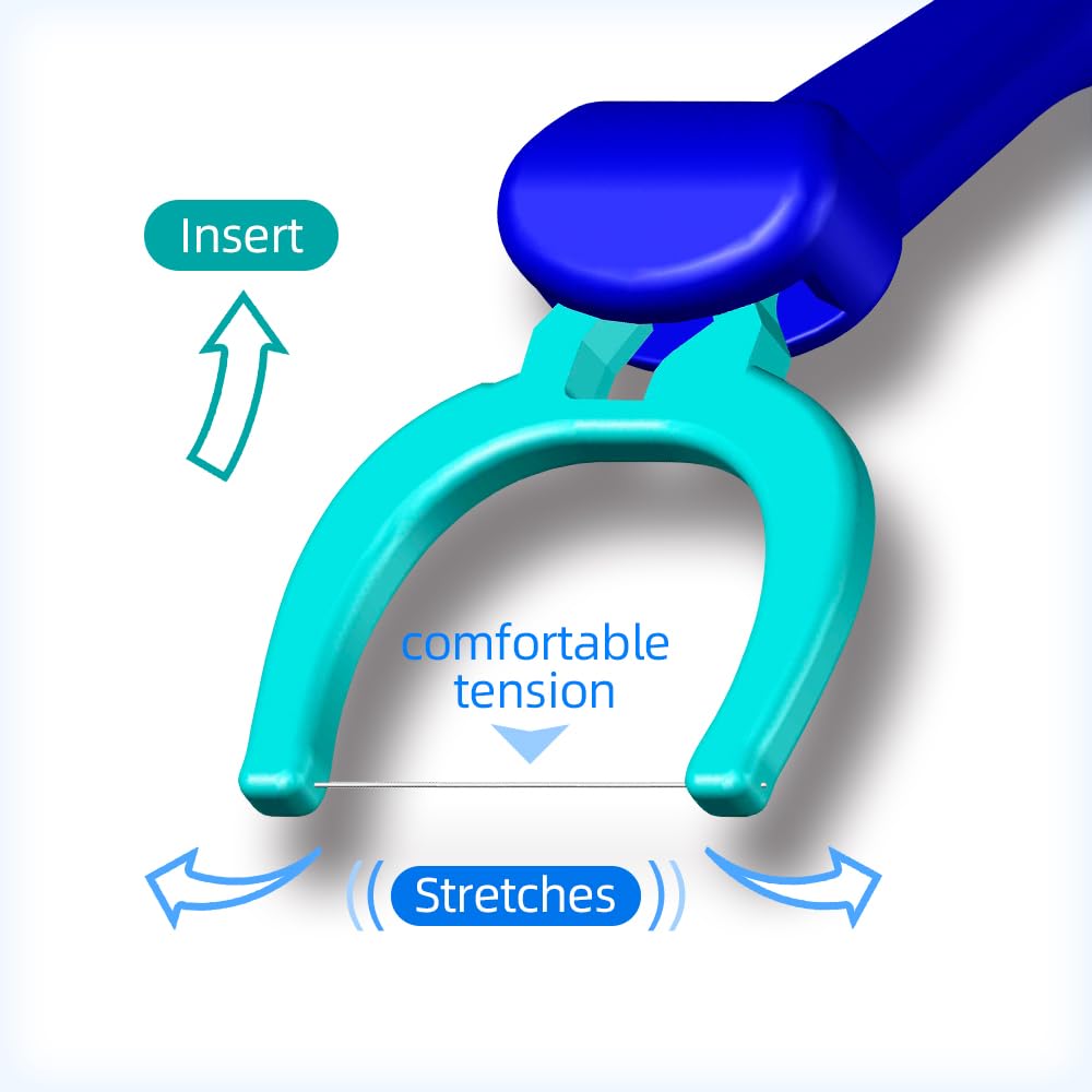 T.Smile NoFuss Dental Flosser Kit – 5-Inch Handle & 100 Refills (Fluoride Free)