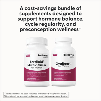 FertilAid for Women & Ovaboost Combo – Fertility Supplements (Ovulation & Egg Quality)