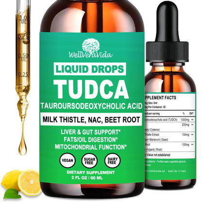 TUDCA 1000mg Liquid Drops – 4-in-1 Liver Support (NAC, Milk Thistle, Beet Root)