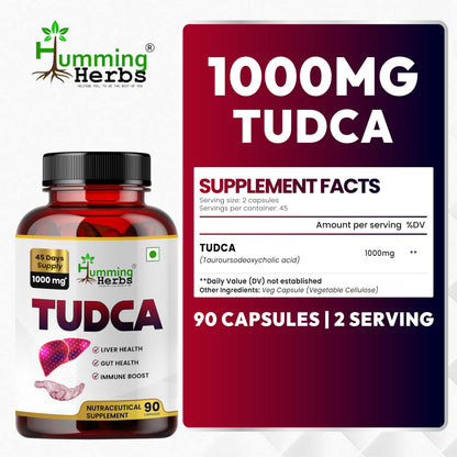 Humming Herbs TUDCA 1000MG – Tauroursodeoxycholic Acid (TUDCA) 90 Capsules