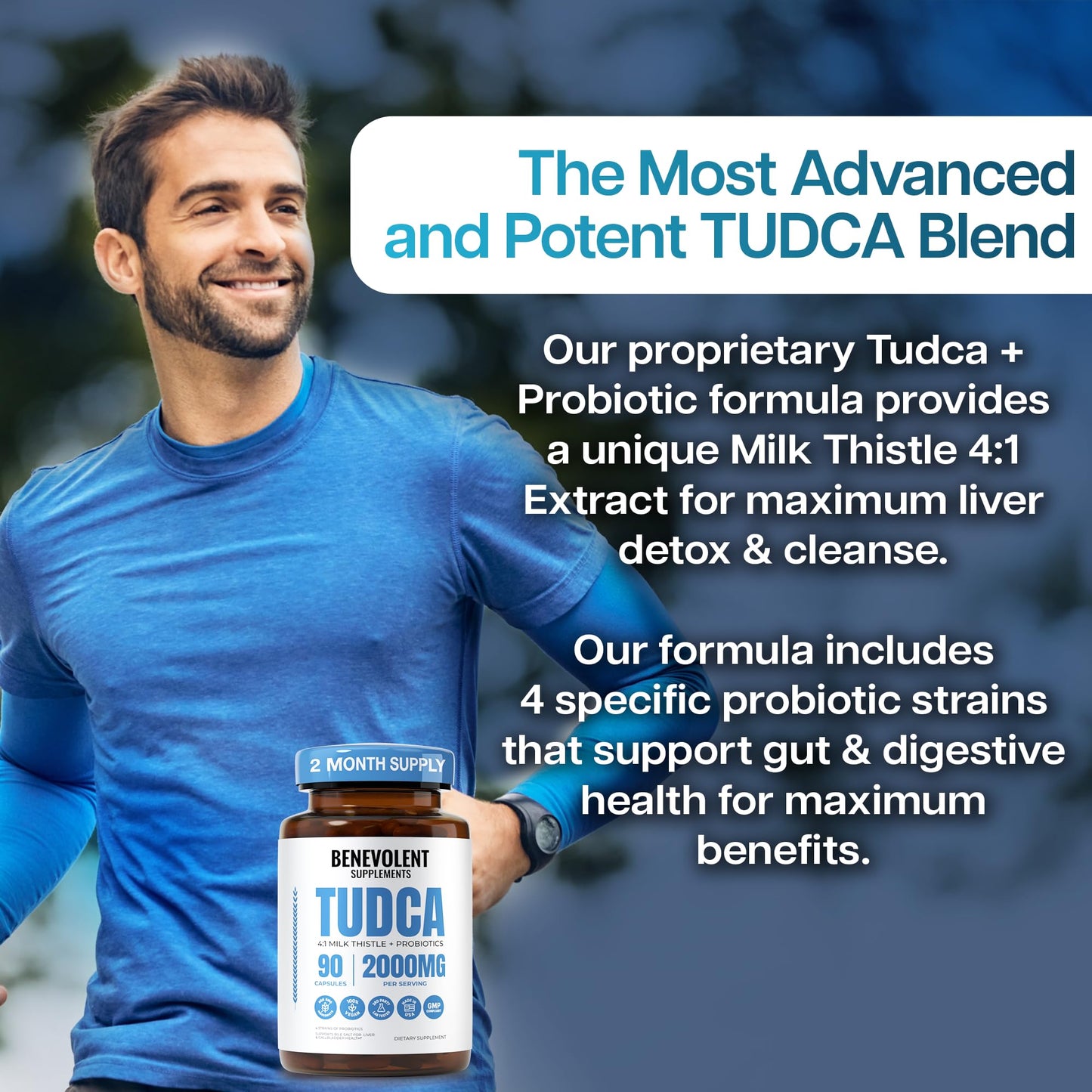 2000mg TUDCA Supplement – Max Absorption with Milk Thistle & Probiotics | 90 Vegan Capsules