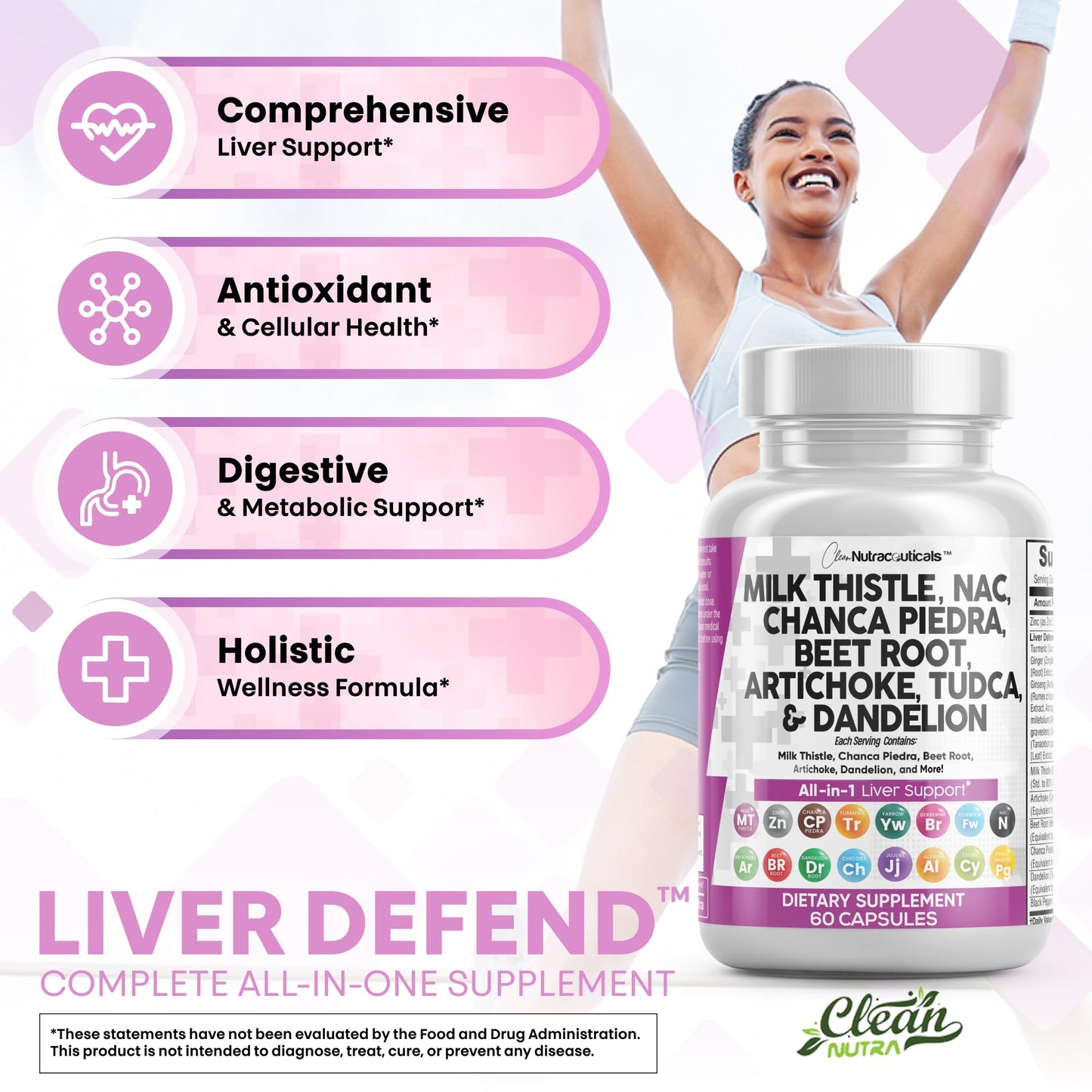 Clean Nutraceuticals Liver Defend 28-in-1 – Milk Thistle, NAC, Chanca Piedra & TUDCA, 2 Pack