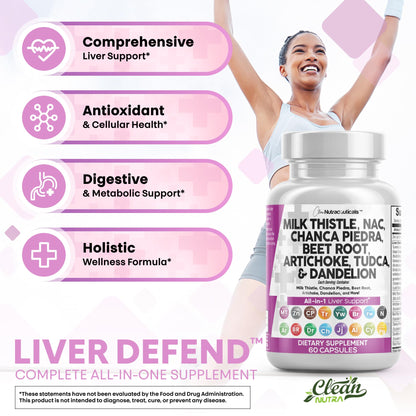 Clean Nutraceuticals Liver Defend 28-in-1 – Milk Thistle, NAC, Chanca Piedra & TUDCA, 2 Pack