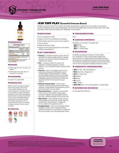 Systemic Formulas TUFF PLAY Kids Immune Support Supplement 2 Fl Oz – Vitamin C, D3 & Zinc #530