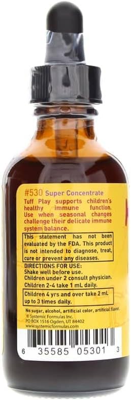 Systemic Formulas TUFF PLAY Kids Immune Support Supplement 2 Fl Oz – Vitamin C, D3 & Zinc #530