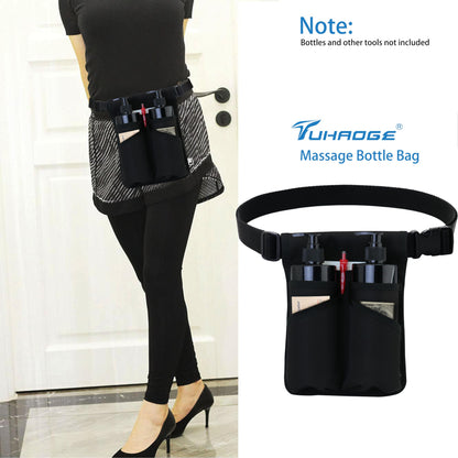 Tuhaoge Massage Bottle Bag for 2 Bottles - Oil & Lotion Holster TH-XJ-2 Black
