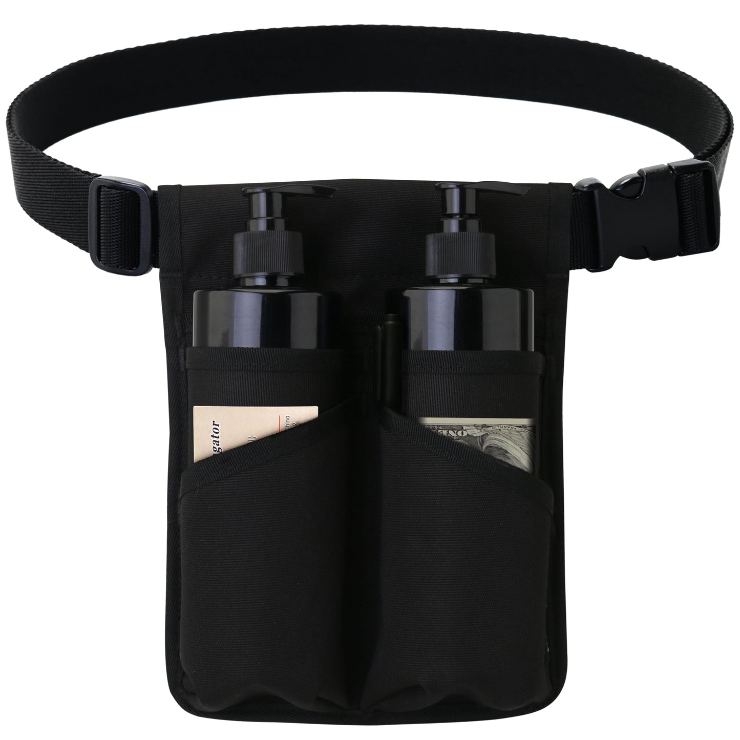 Tuhaoge Massage Bottle Bag for 2 Bottles - Oil & Lotion Holster TH-XJ-2 Black