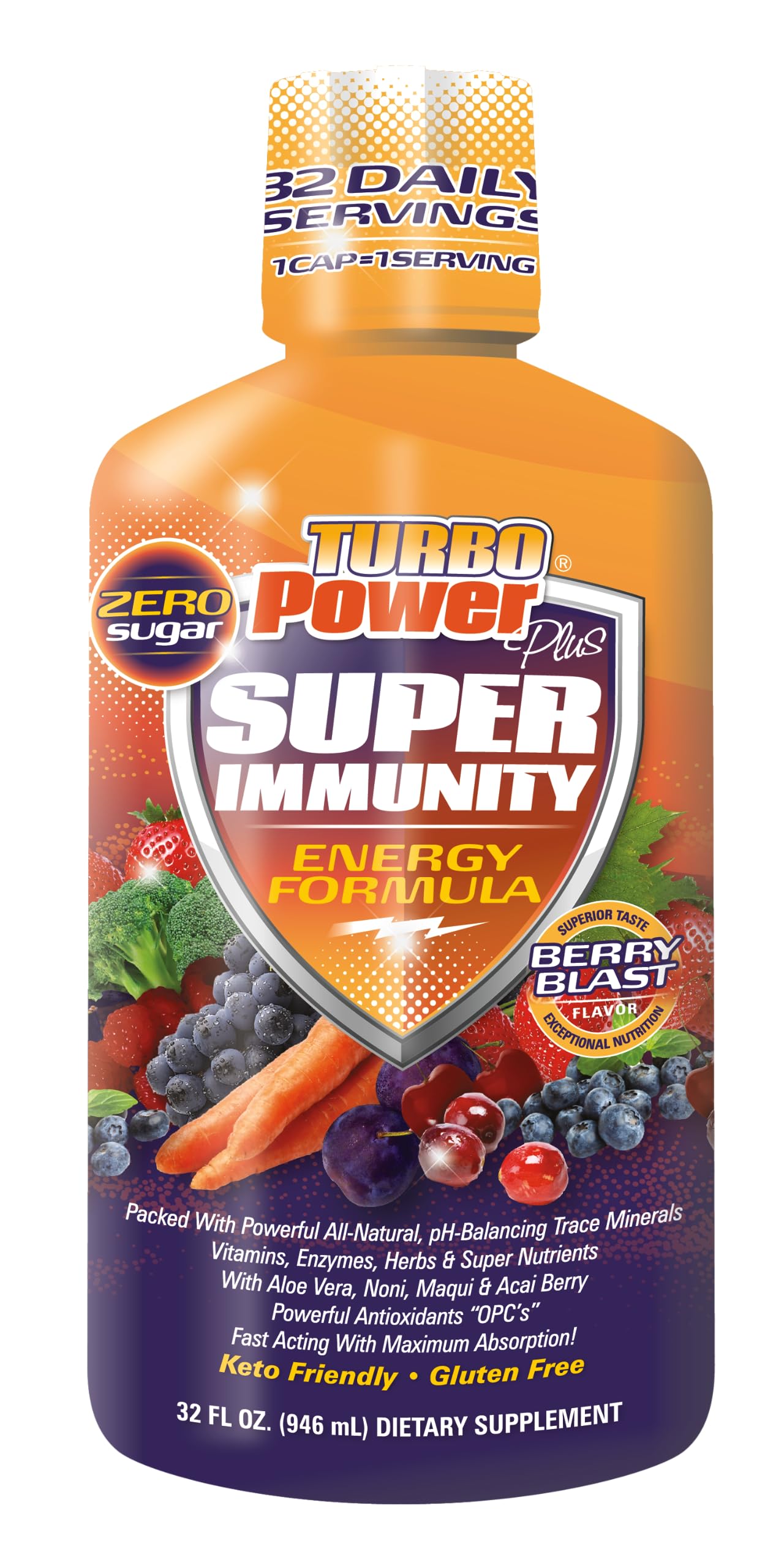 Turbo Power Liquid Vitamin Plus – 47 Vitamins, Enzymes, D3, C, A & Zinc for All Ages