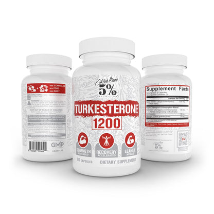 5% Nutrition Turkesterone 1200mg | Max Purity & Absorption | Complexed with Astragin, Cyclodextrin & Naringin | 90 Capsules (1 Month Supply)
