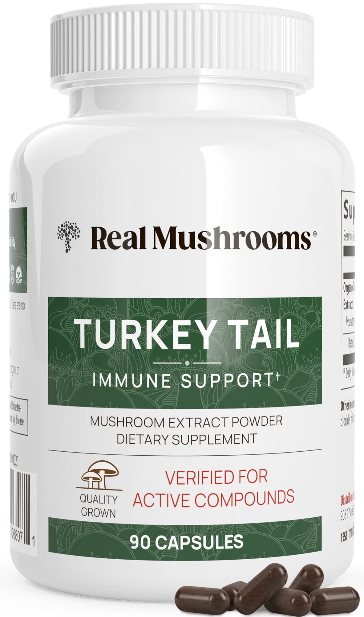 Real Mushrooms Turkey Tail Capsules – Organic, Vegan, 90 Count