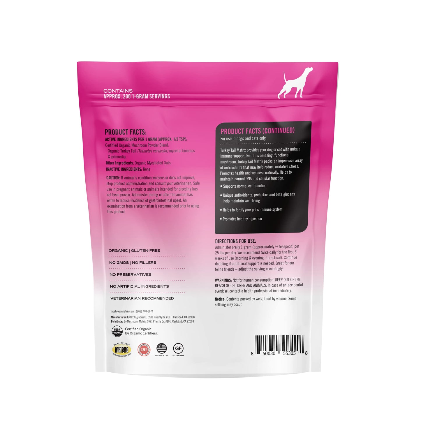 Mushroom Matrix Turkey Tail Powder for Pets – Immune Support for Dogs & Cats (200 g)