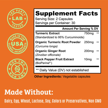 Turmeric Curcumin with Black Pepper 1000mg – 60 Capsules | 15X Absorption