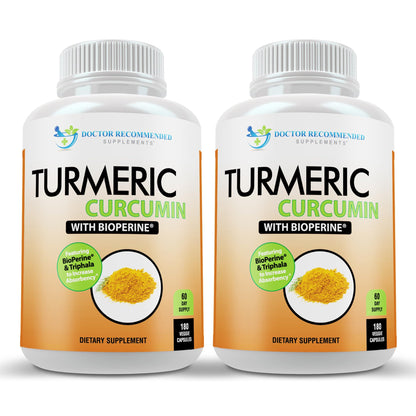 Turmeric Curcumin 2250mg Veggie Caps - 95% Curcuminoids + Bioperine - 2-Pack - Organic