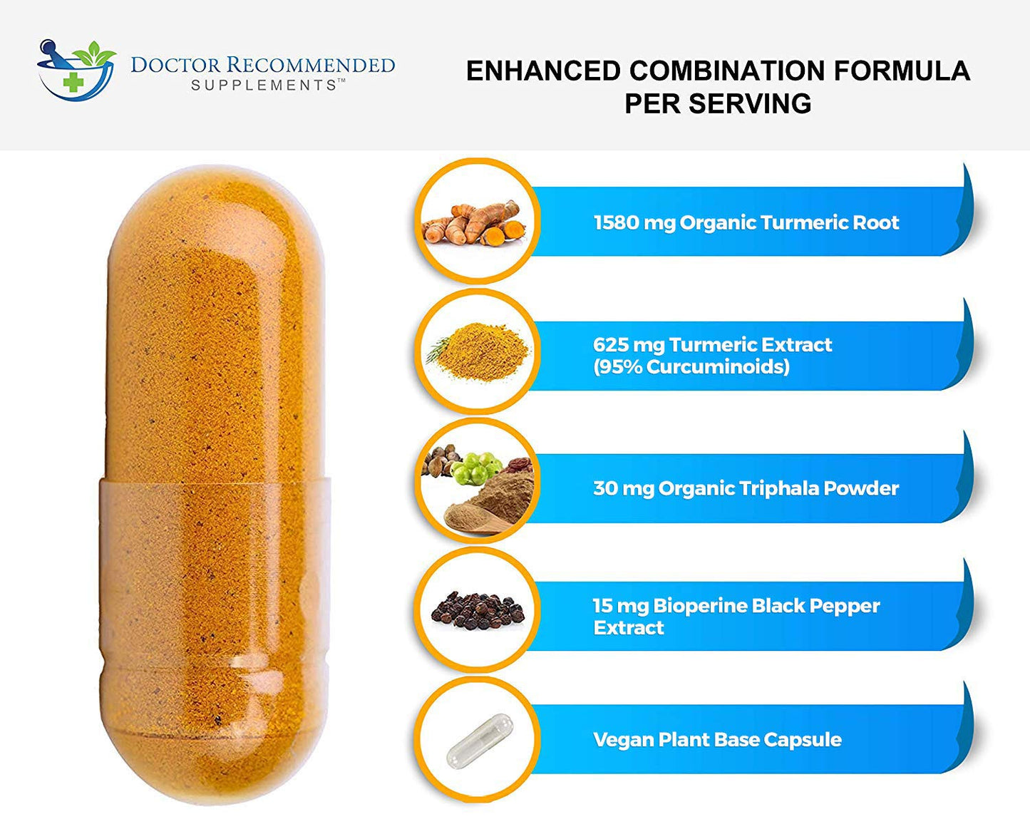 Turmeric Curcumin 2250mg Veggie Caps - 95% Curcuminoids + Bioperine - 2-Pack - Organic