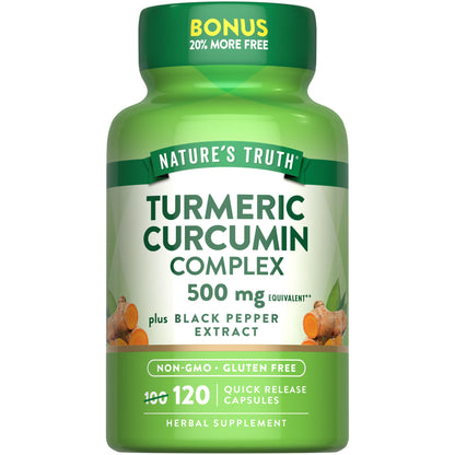 Nature's Truth Turmeric Curcumin 500mg – 120 Capsules | Black Pepper | Non-GMO & Gluten Free