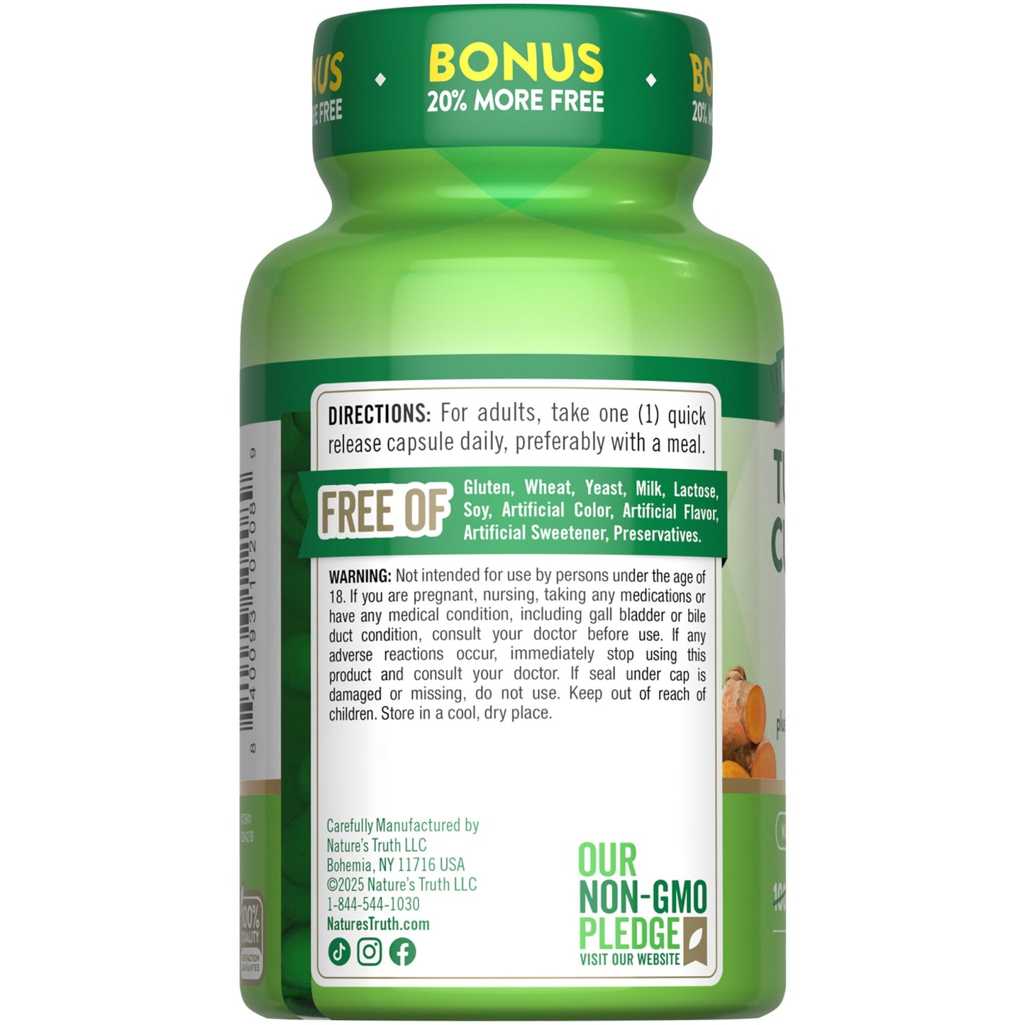 Nature's Truth Turmeric Curcumin 500mg – 120 Capsules | Black Pepper | Non-GMO & Gluten Free