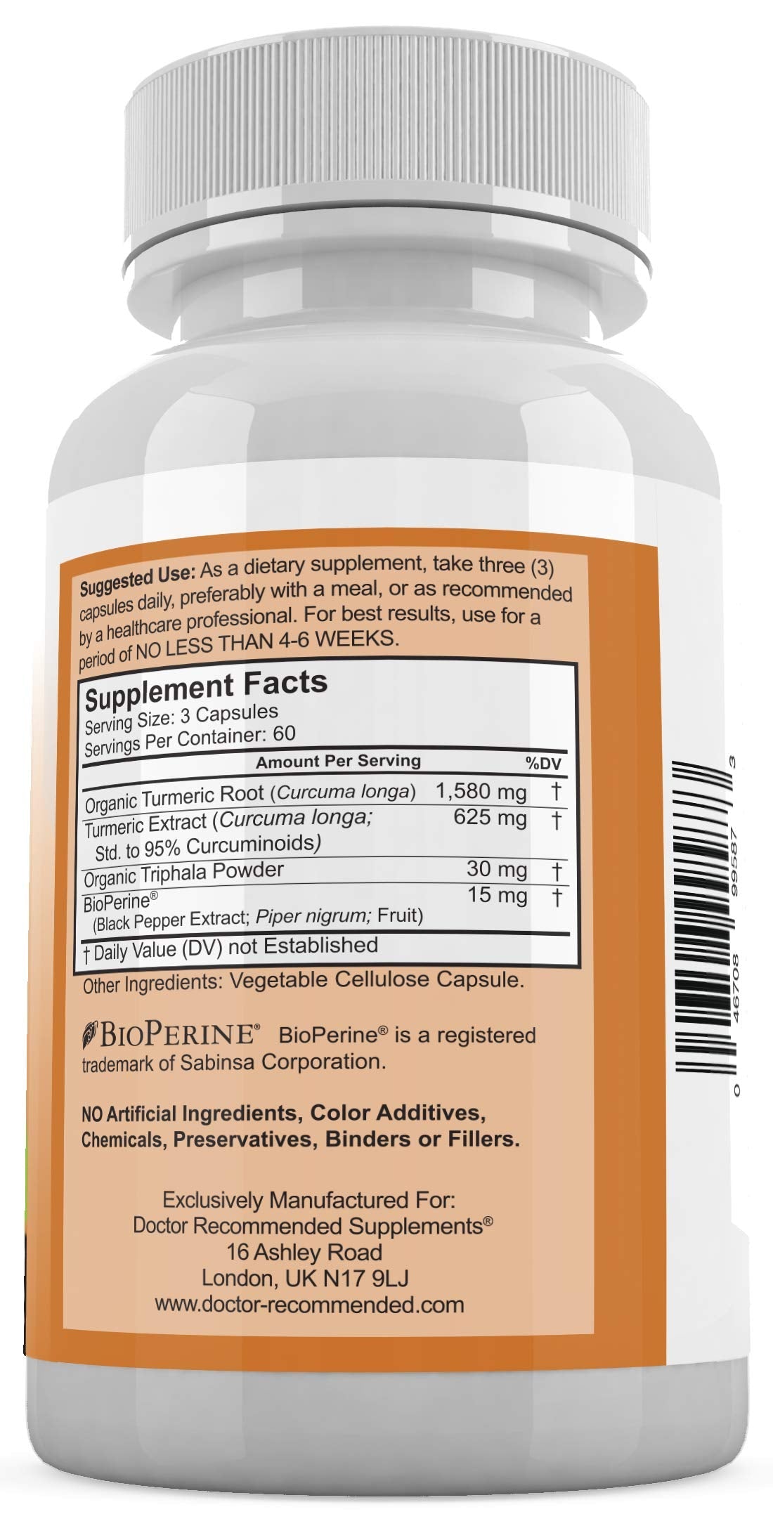 DOCTOR RECOMMENDED SUPPLEMENTS Turmeric Curcumin with Bioperine – 360 Veggie Capsules, 2250mg, 95% Curcuminoids (Pack of 2)
