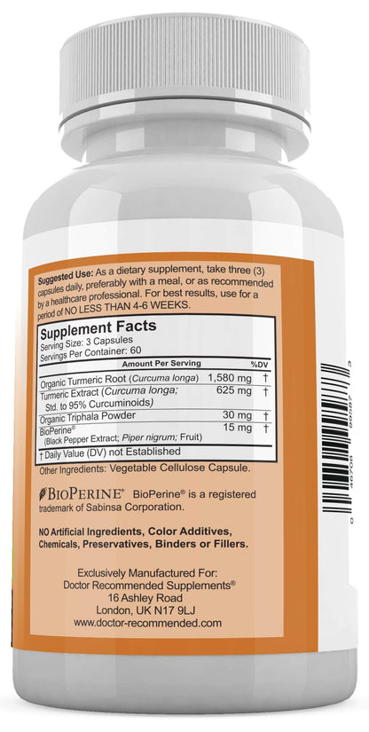 DOCTOR RECOMMENDED SUPPLEMENTS Turmeric Curcumin with Bioperine – 360 Veggie Capsules, 2250mg, 95% Curcuminoids (Pack of 2)