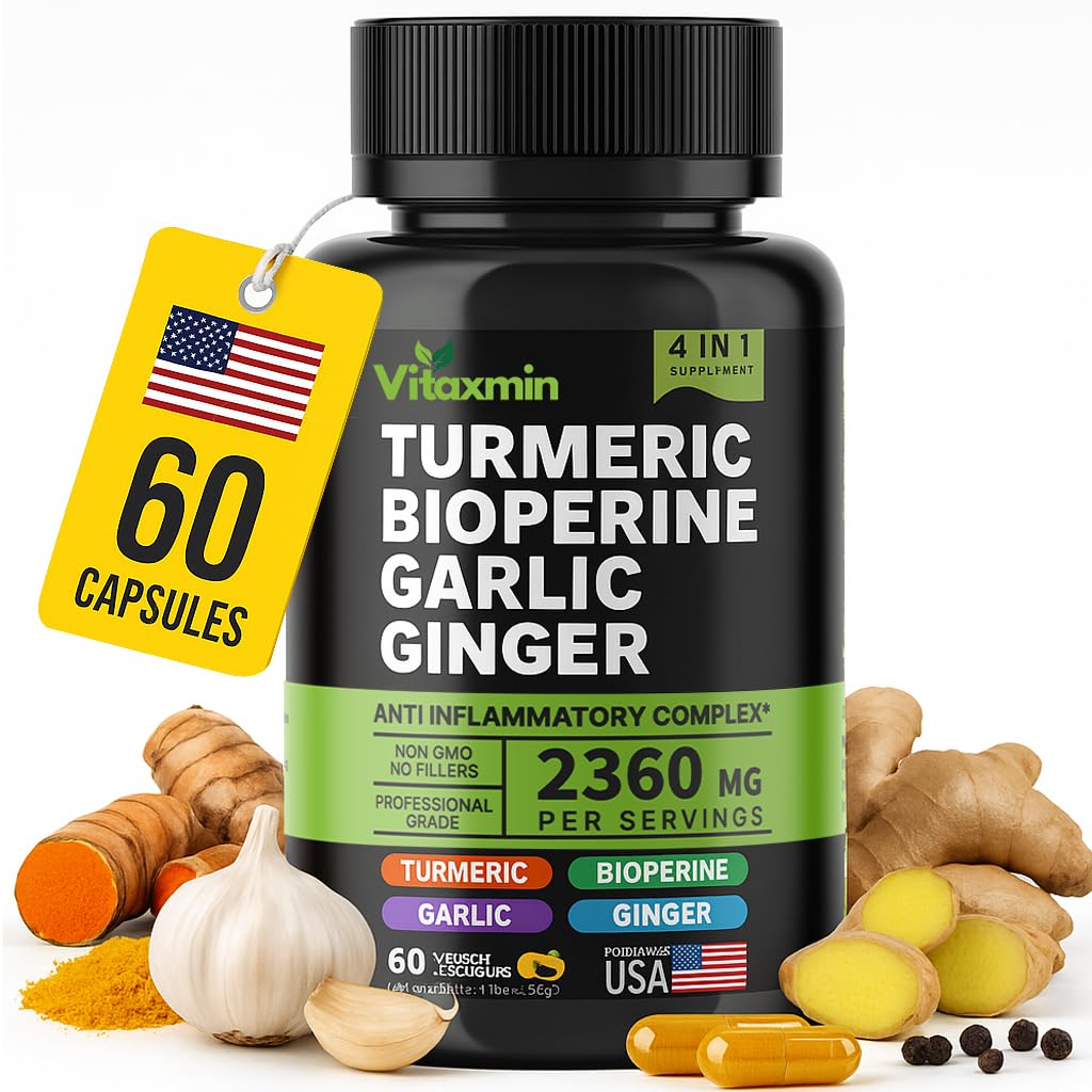 Turmeric Curcumin Supplement with BioPerine & Garlic - 2360mg | 60 Veggie Caps