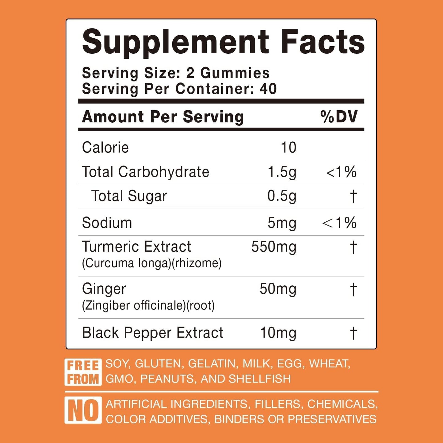 Turmeric Curcumin Gummies with Ginger & Black Pepper – 2 Pack (Vegan, Gelatin-Free)