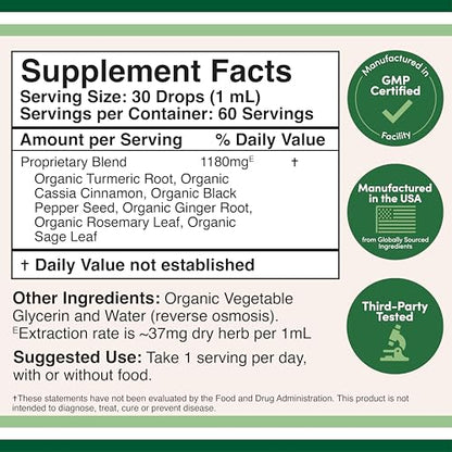 Organic Turmeric Drops with Black Pepper – 1,180mg per Serving | Double Wood