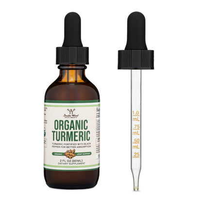 Organic Turmeric Drops with Black Pepper – 1,180mg per Serving | Double Wood