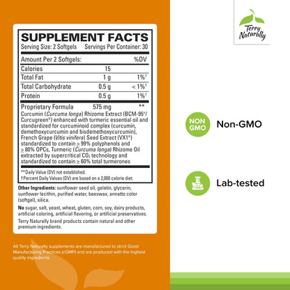 Terry Naturally CuraMed + Clinical OPC Curcumin – Brain, Prostate & Liver Health | 60 Softgels