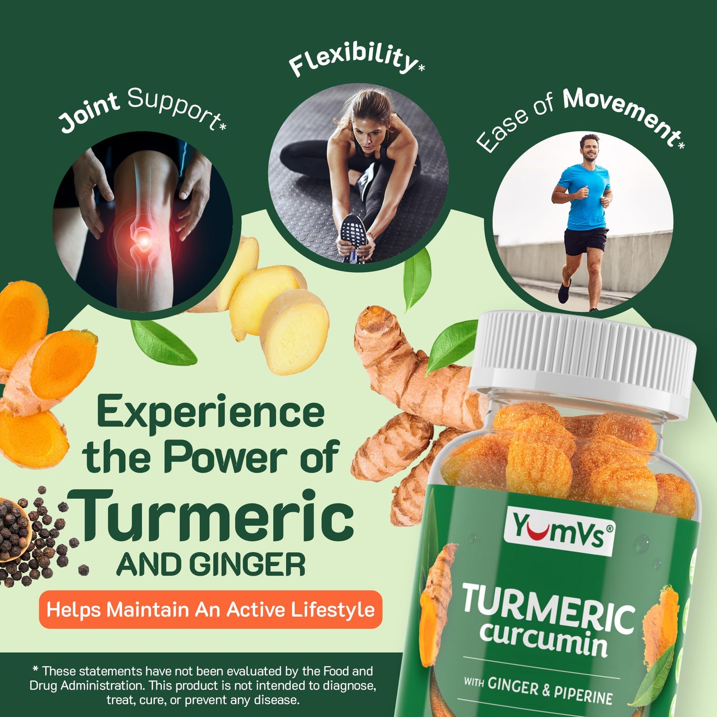 Curcumin Turmeric Gummies – Extra Strength 2000mg (8:1) – Peach Flavor, 60 Count